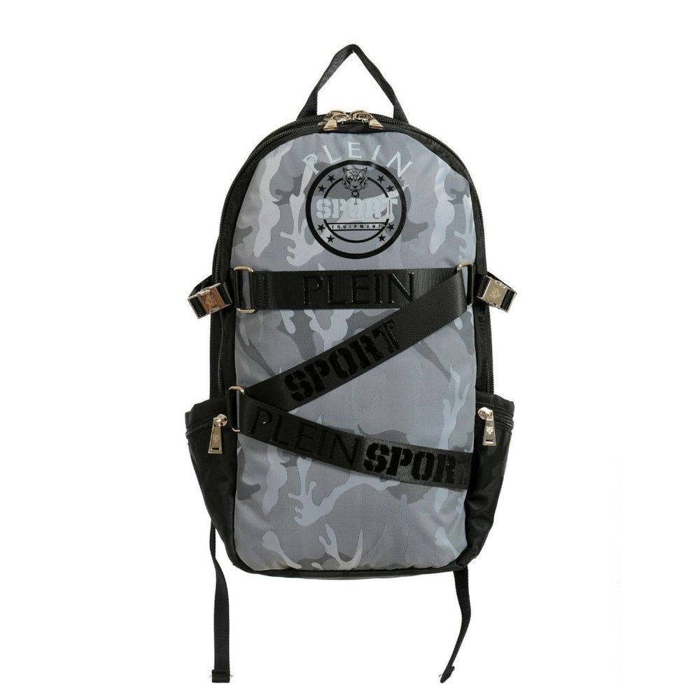 Plein Sport Unisex Military Print Gray" ZAINO RUNNER" Backpack Bag